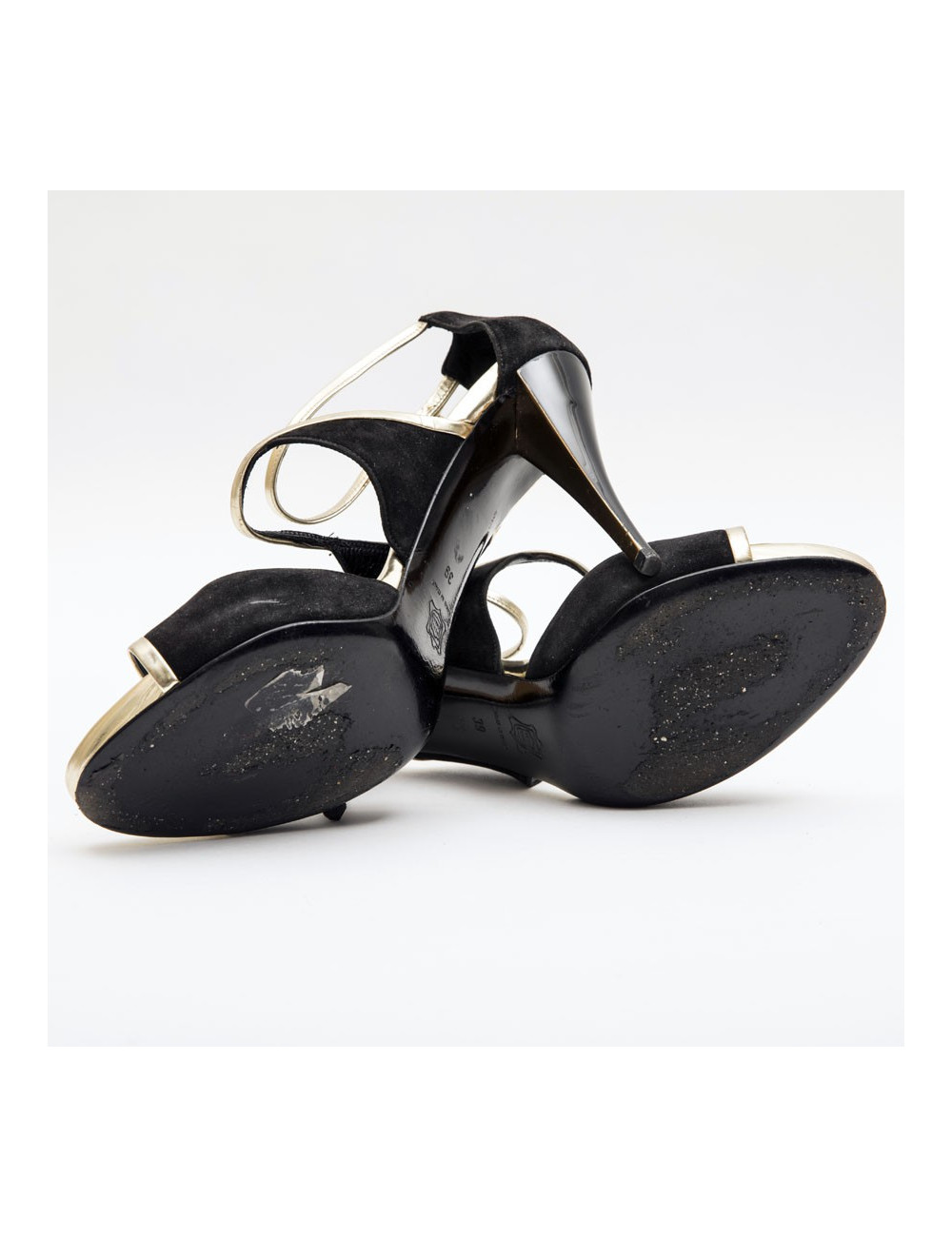 Sandales hautes T 39 PIERRE HARDY noir et doré