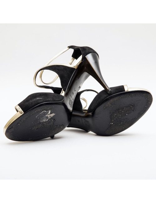 Sandales hautes T 39 PIERRE HARDY noir et doré