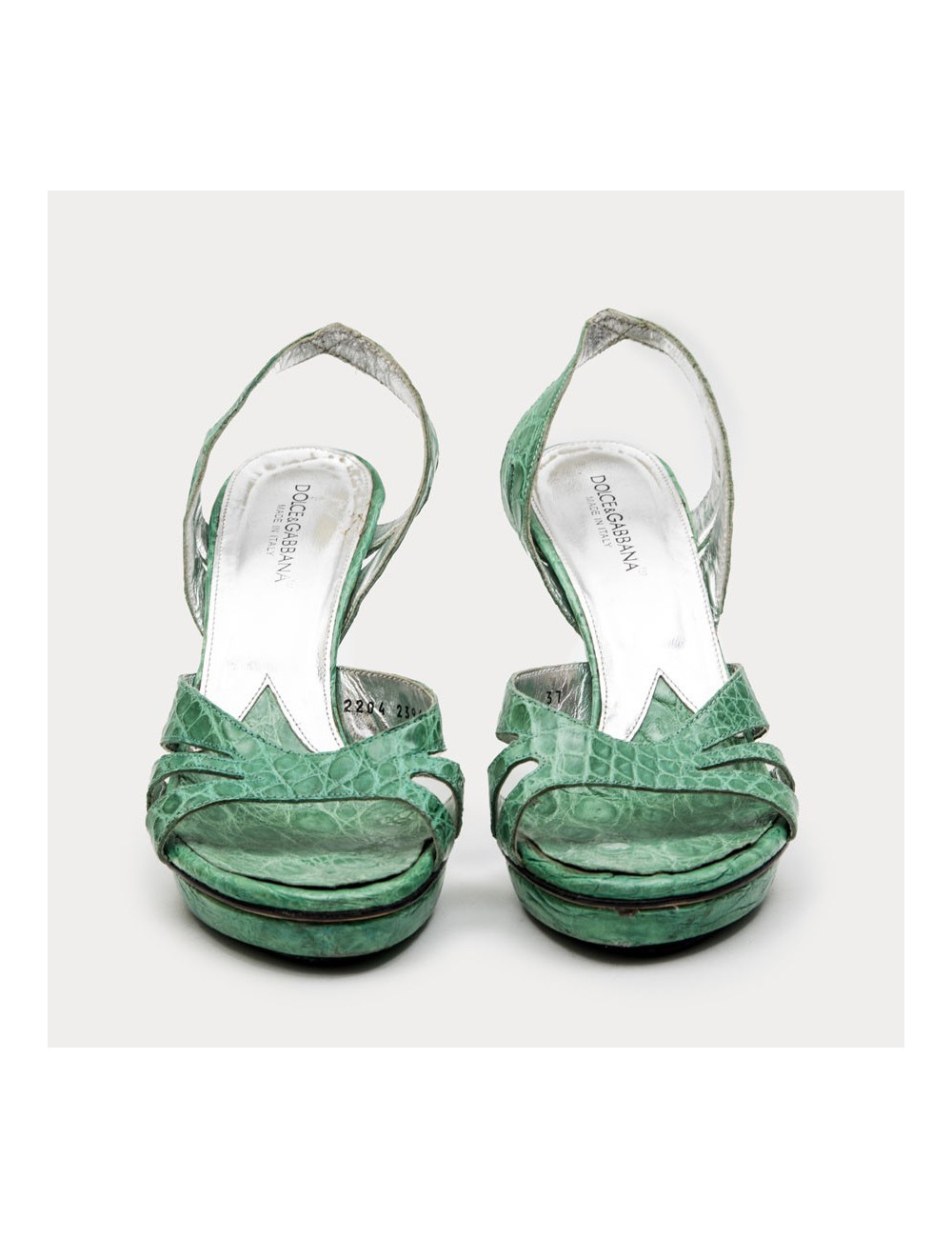 DOLCE & GABBANA high heels sandals in water green alligator size 37