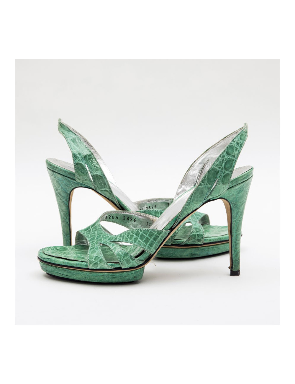 DOLCE & GABBANA high heels sandals in water green alligator size 37
