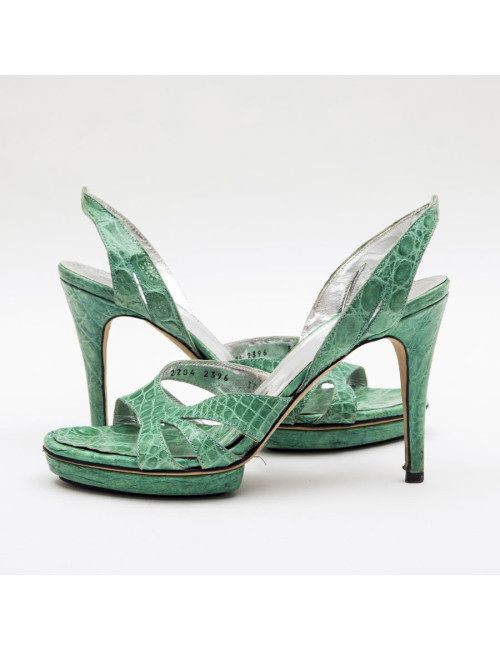 DOLCE & GABBANA high heels sandals in water green alligator size 37