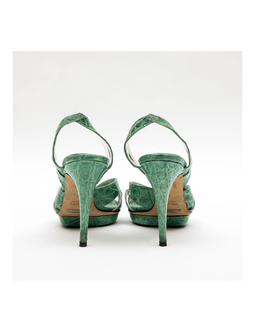 DOLCE & GABBANA high heels sandals in water green alligator size 37