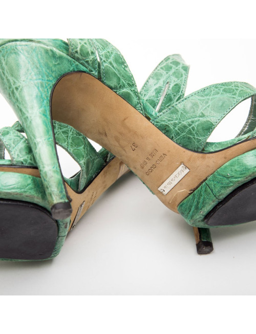 DOLCE & GABBANA high heels sandals in water green alligator size 37