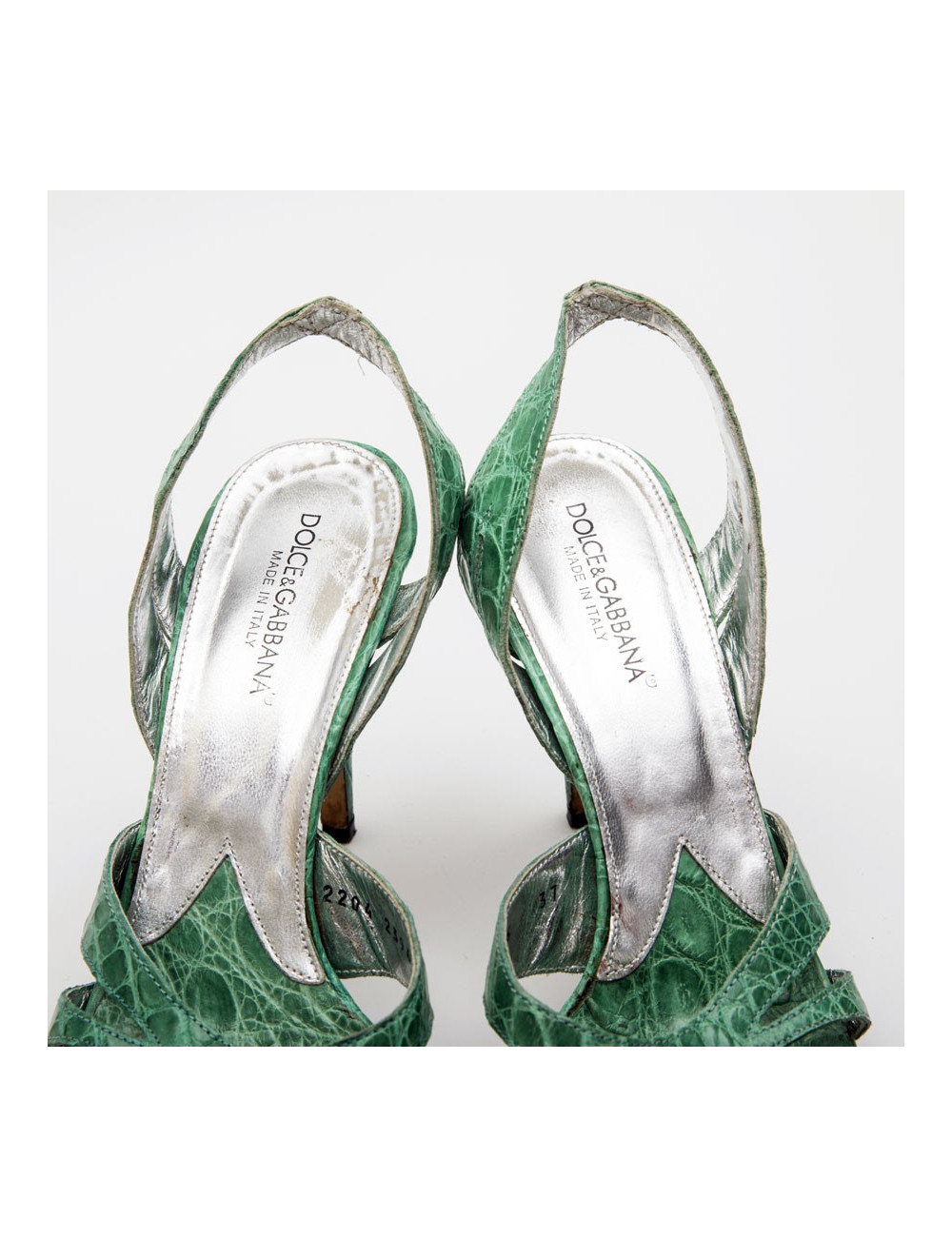 DOLCE & GABBANA high heels sandals in water green alligator size 37