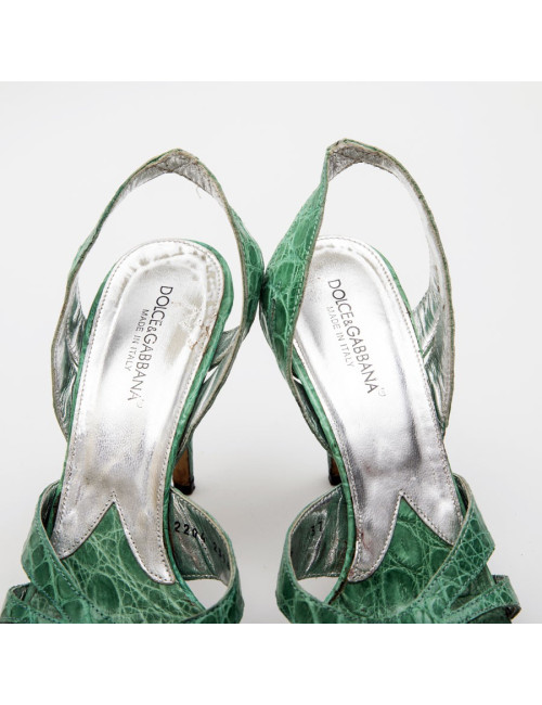 DOLCE & GABBANA high heels sandals in water green alligator size 37