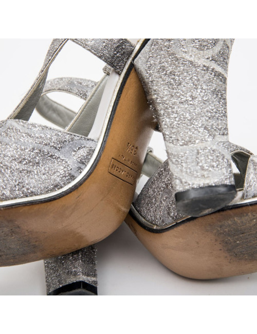 Sandales hautes T 38.5 MARC JACOBS argentées