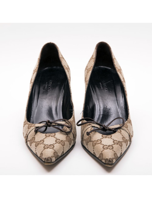 GUCCI high heels in brown monogram canvas size 37FR