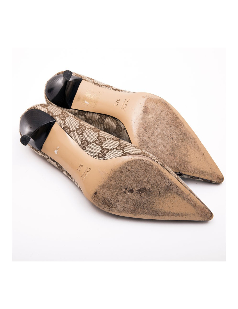 GUCCI high heels in brown monogram canvas size 37FR