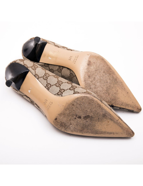 Escarpins T 37 GUCCI toile monogram