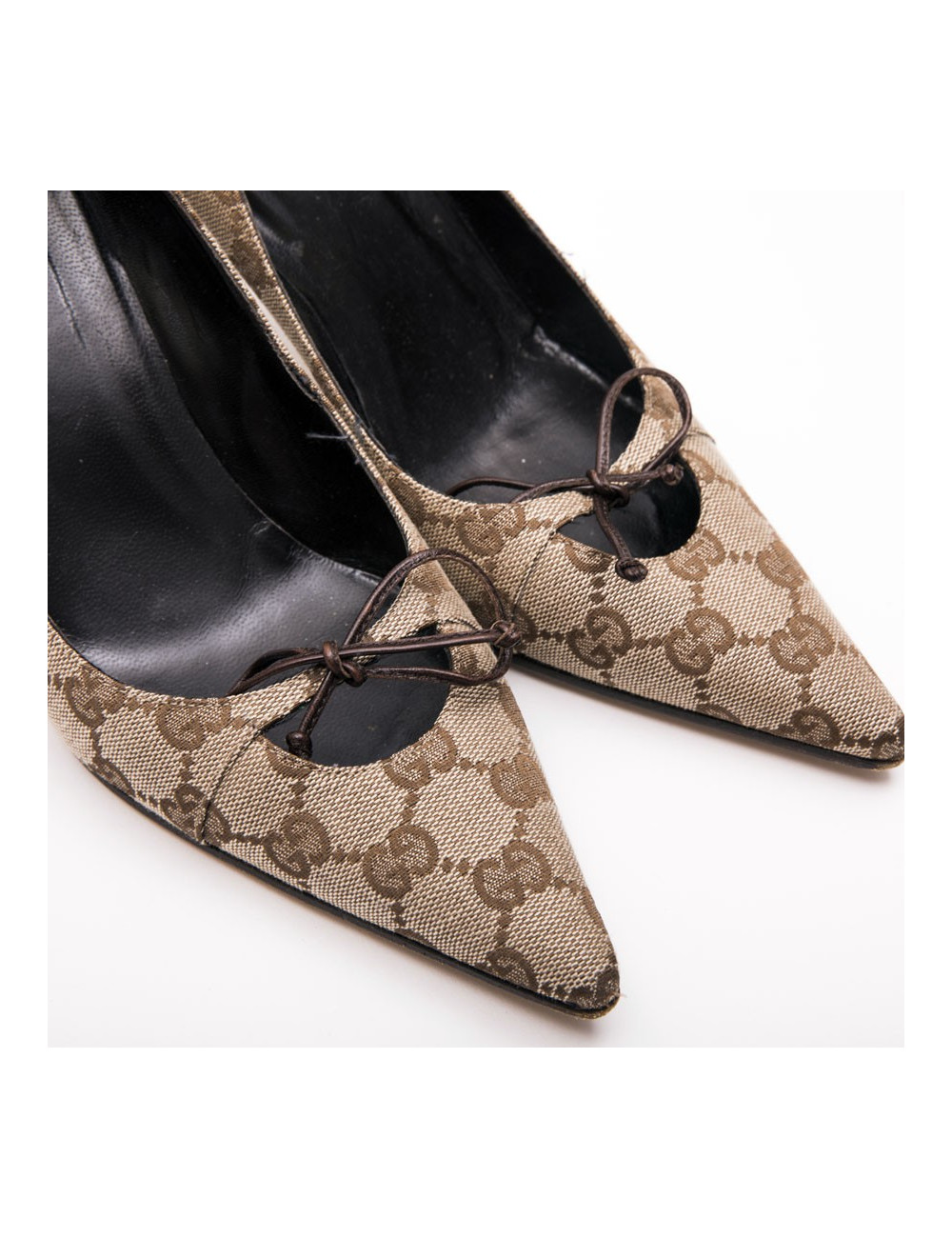 GUCCI high heels in brown monogram canvas size 37FR