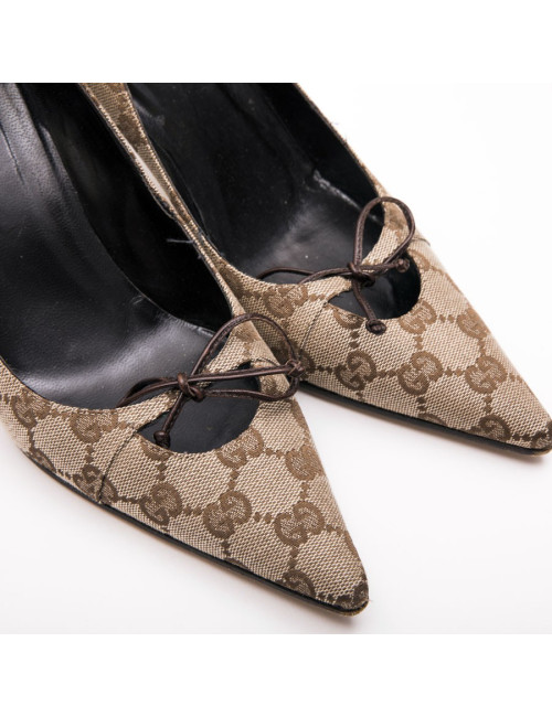 GUCCI high heels in brown monogram canvas size 37FR