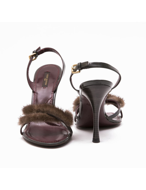 Sandales hautes T 39 LOUIS VUITTON avec bandes vison