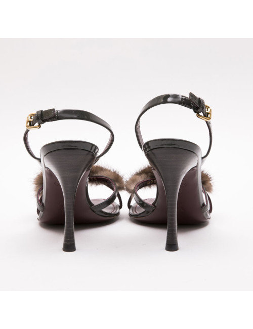 Sandales hautes T 39 LOUIS VUITTON avec bandes vison