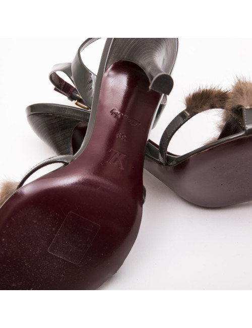 Sandales hautes T 39 LOUIS VUITTON avec bandes vison