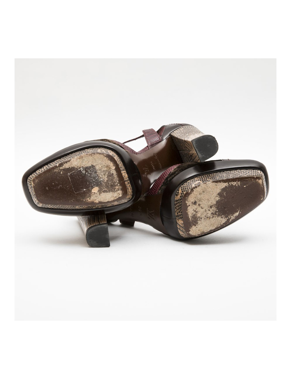 Sandales hautes T 39.5 LOUIS VUITTON multicolores velours et python