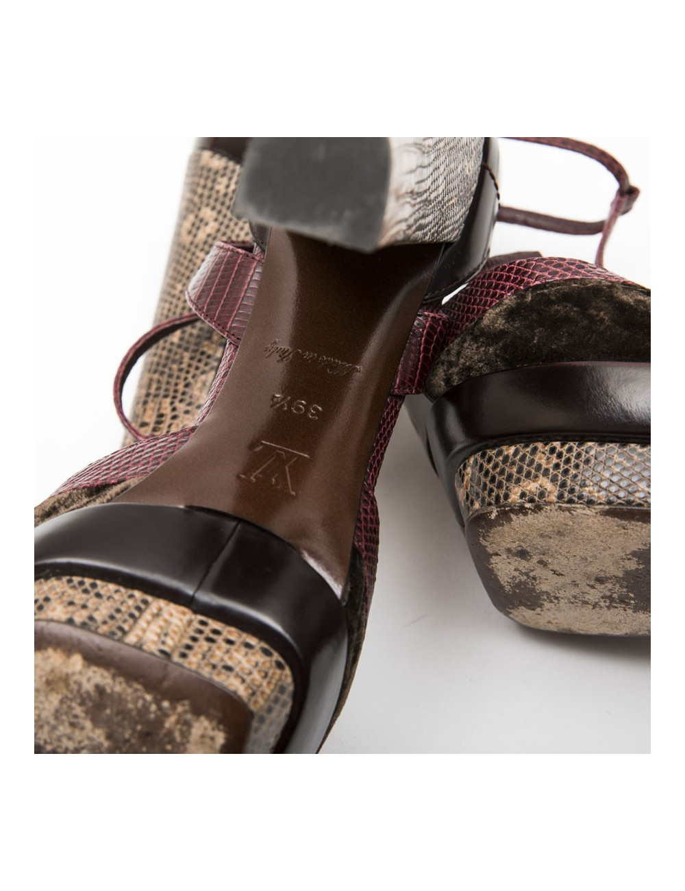 Sandales hautes T 39.5 LOUIS VUITTON multicolores velours et python