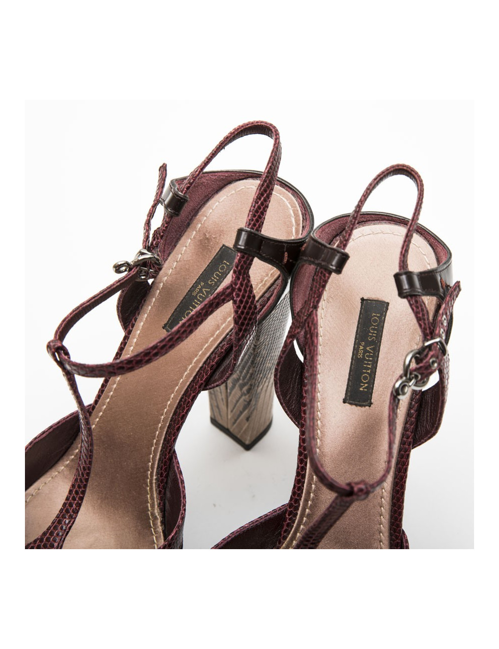 Sandales hautes T 39.5 LOUIS VUITTON multicolores velours et python