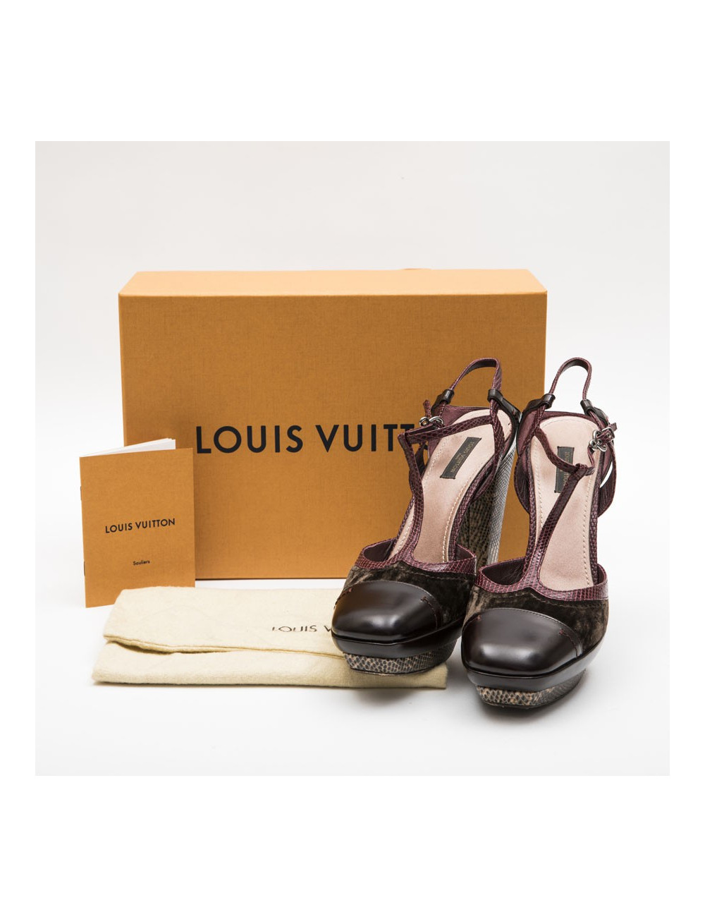 Sandales hautes T 39.5 LOUIS VUITTON multicolores velours et python