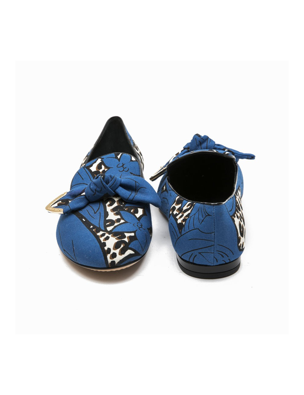 Ballerines T 39 LOUIS VUITTON Richelieu bleu et léopard