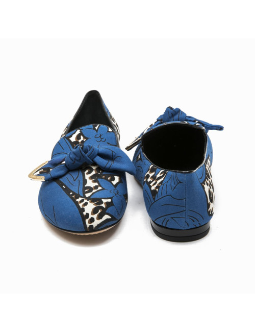Ballerines T 39 LOUIS VUITTON Richelieu bleu et léopard