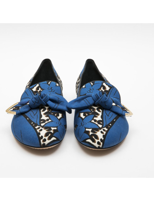 Ballerines T 39 LOUIS VUITTON Richelieu bleu et léopard