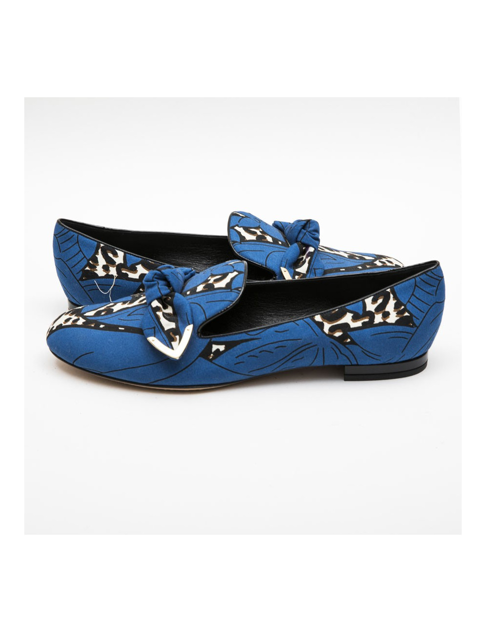 Ballerines T 39 LOUIS VUITTON Richelieu bleu et léopard