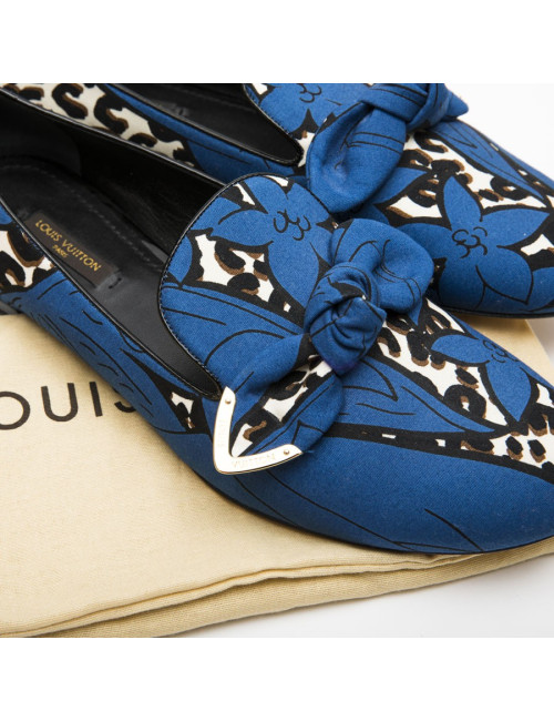 Ballerines T 39 LOUIS VUITTON Richelieu bleu et léopard