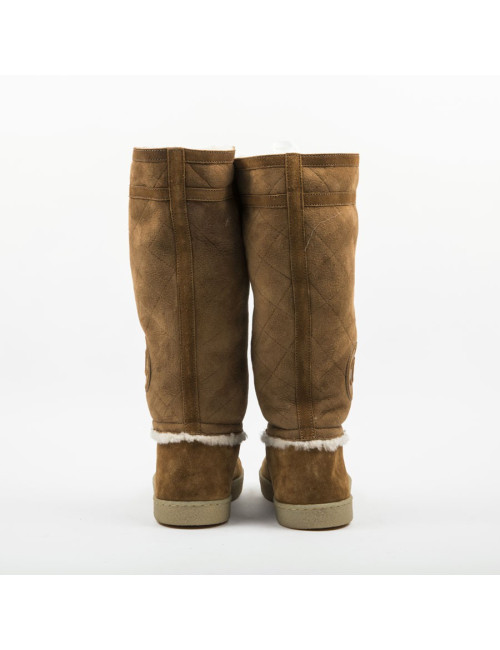 CHANEL boots in camel color quilted lambskin leather size 40