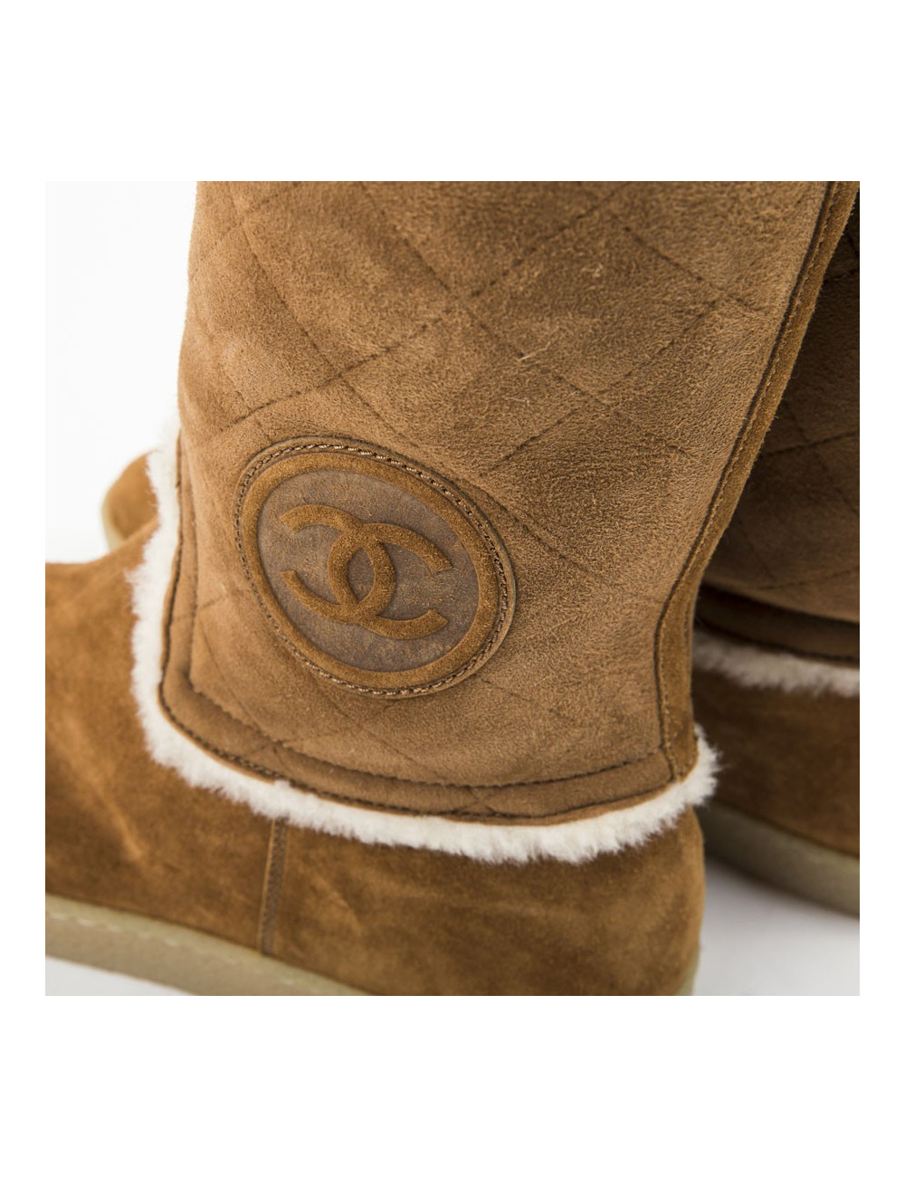 CHANEL boots in camel color quilted lambskin leather size 40