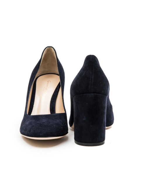 Escarpins T 36.5 GIANVITO ROSSI veau velours bleu