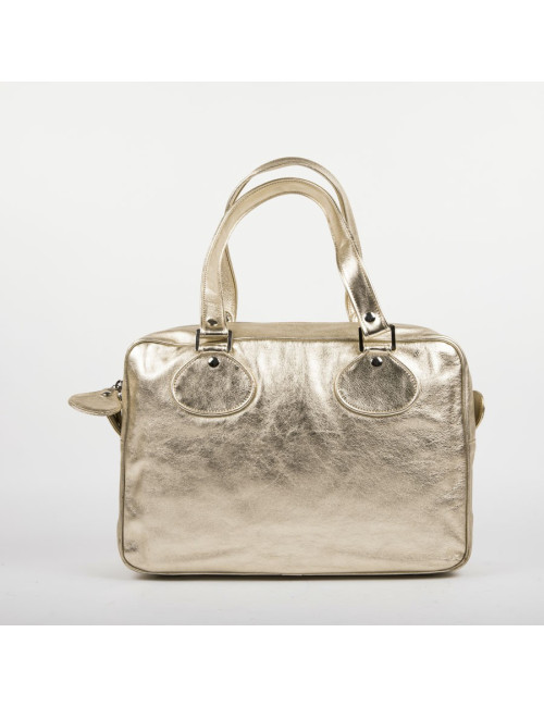 COURREGES bag in golden smooth lambskin leather