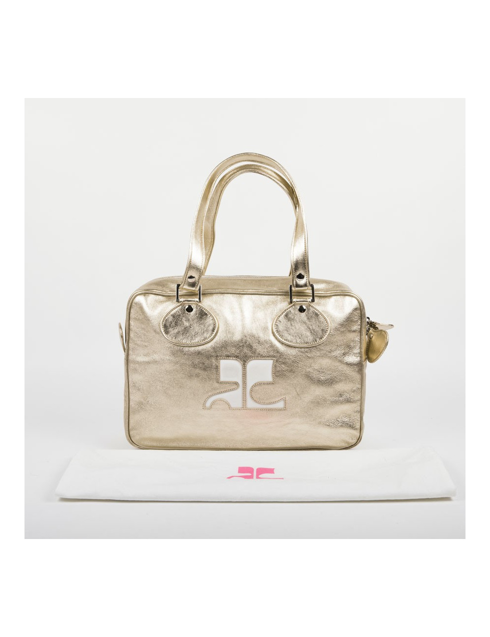COURREGES bag in golden smooth lambskin leather