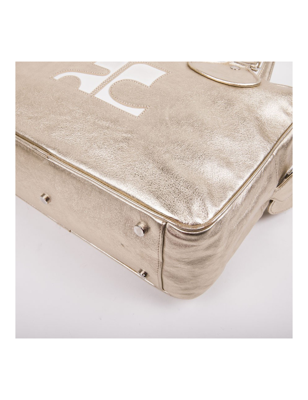 COURREGES bag in golden smooth lambskin leather