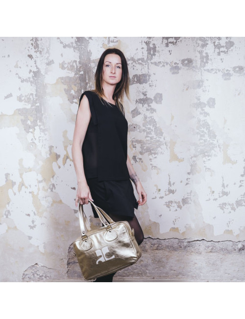 COURREGES bag in golden smooth lambskin leather