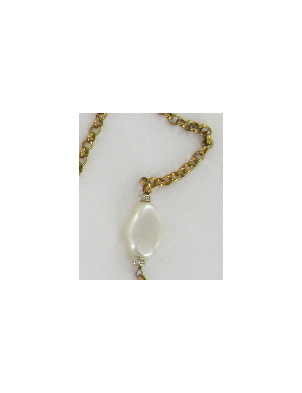 Sautoir MARGUERITE DE VALOIS perles baroques nacrées et chaine or vieilli