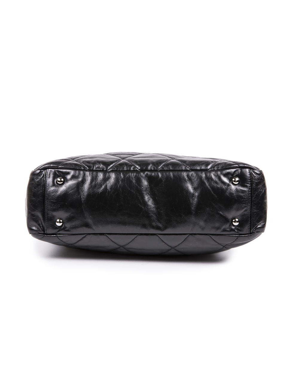 CHANEL Portobello bag in aged black quilted leather and dark gray tweed