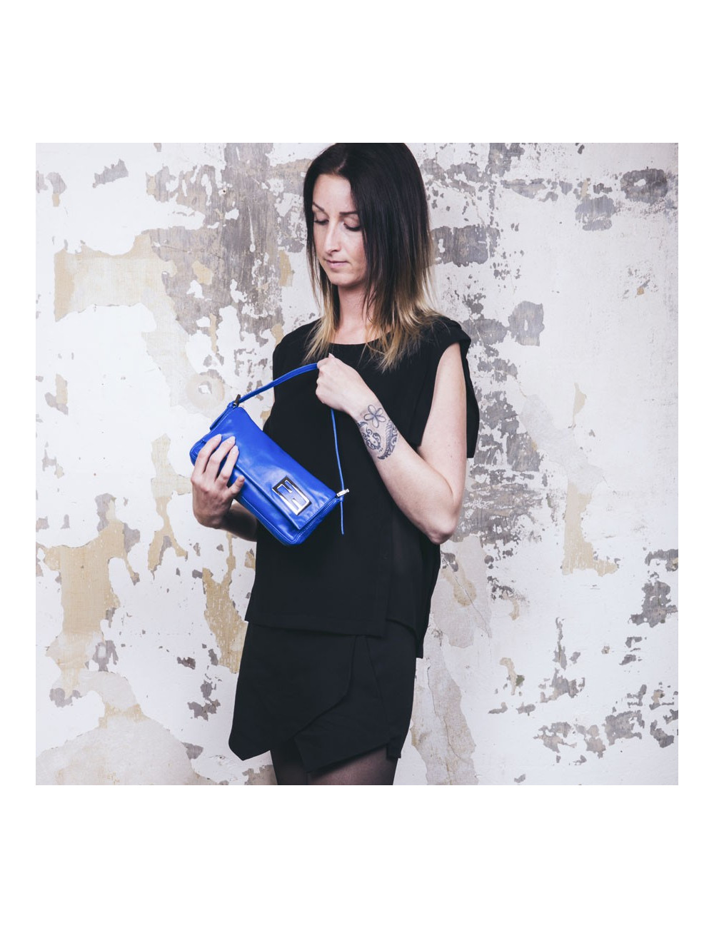  Sac FENDI cuir lisse bleu éléctrique