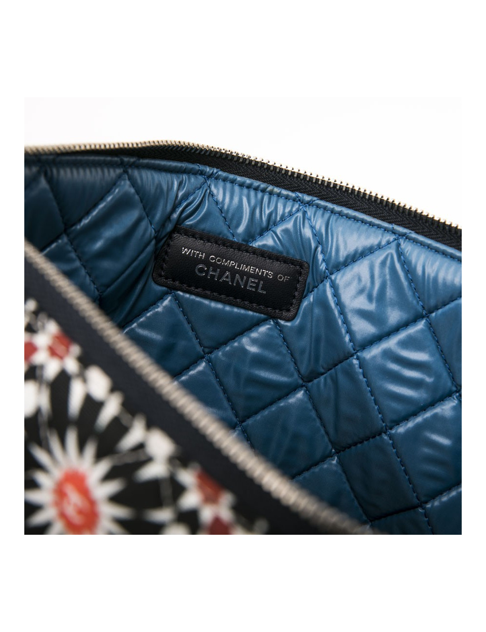 CHANEL clutch in multicolored quilted canvas