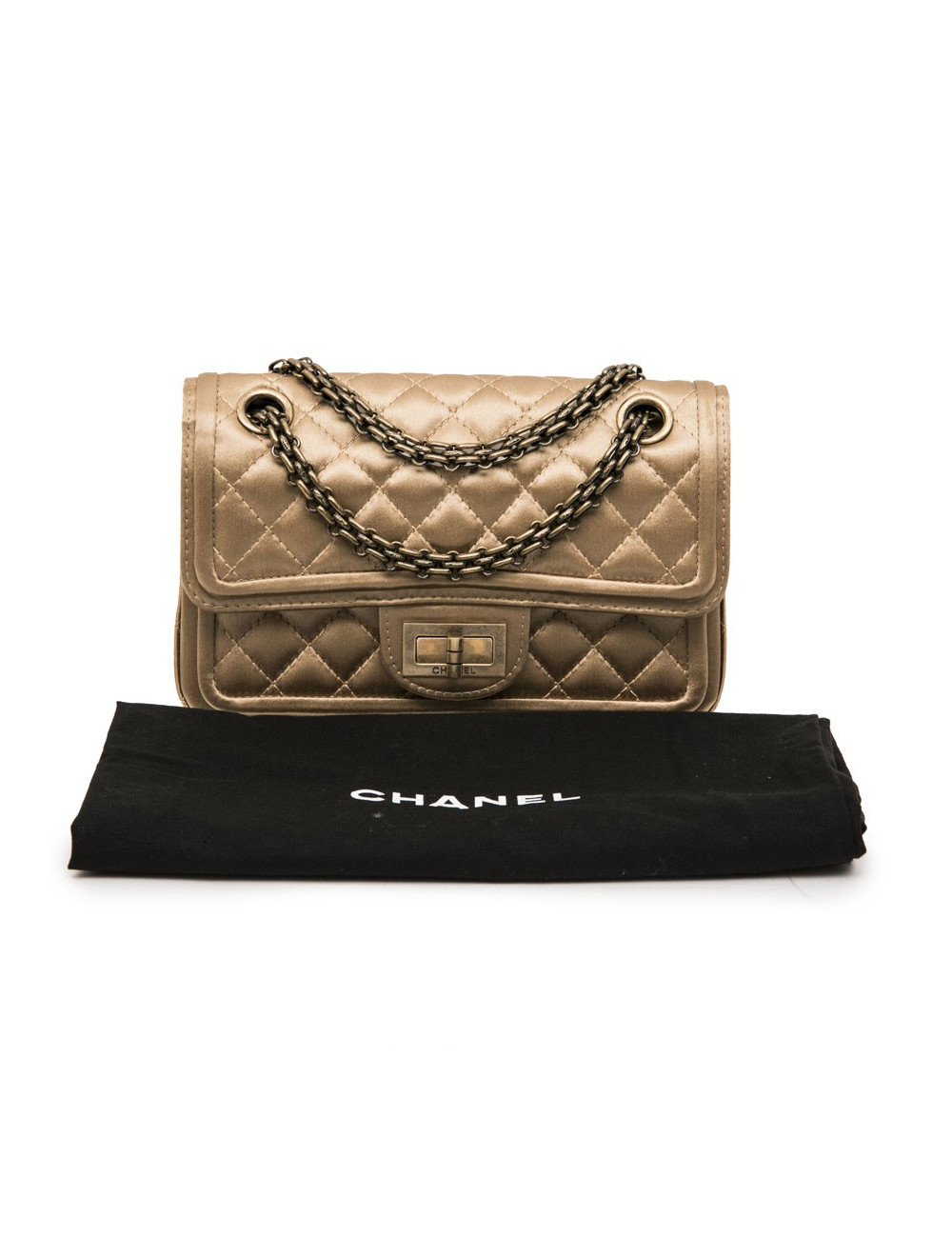 Sac CHANEL "Paris-Shanghai" satin duchesse doré