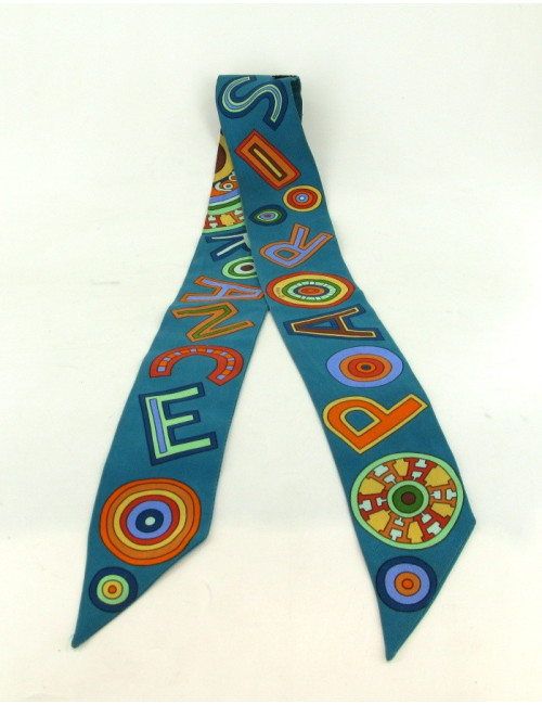 Twilly Hermès "24 fbg" en soie vert émeraude