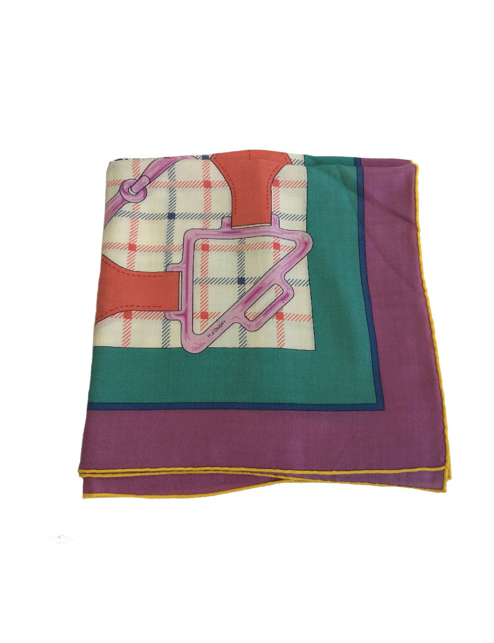 HERMES shawl Sellier in cashmere and silk