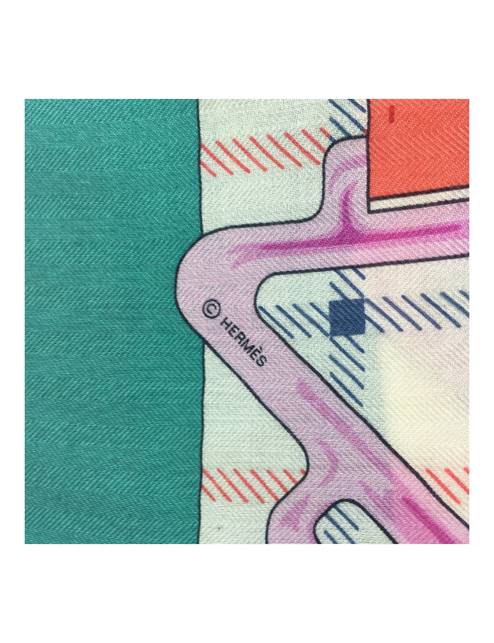 HERMES shawl Sellier in cashmere and silk