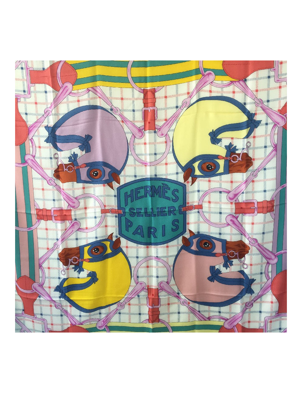 HERMES shawl Sellier in cashmere and silk