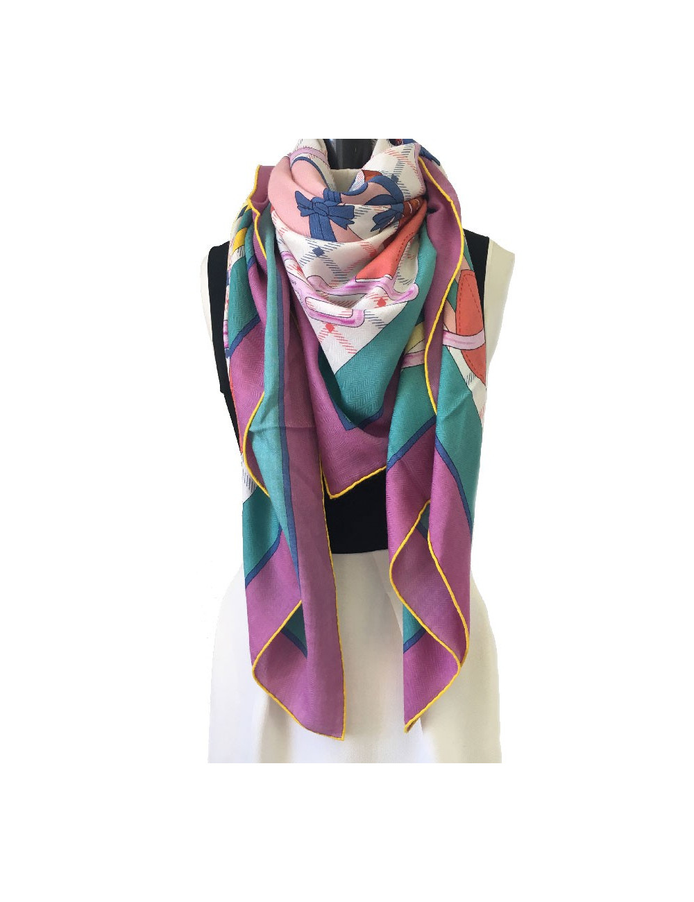 HERMES shawl Sellier in cashmere and silk