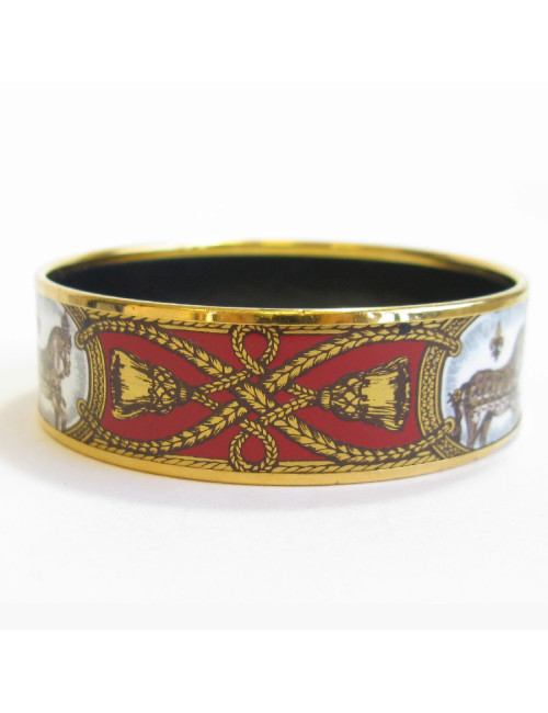 Bracelet HERMES en émail rouge et métal doré