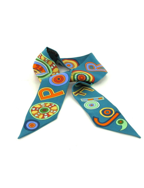 Twilly Hermès "24 fbg" en soie vert émeraude