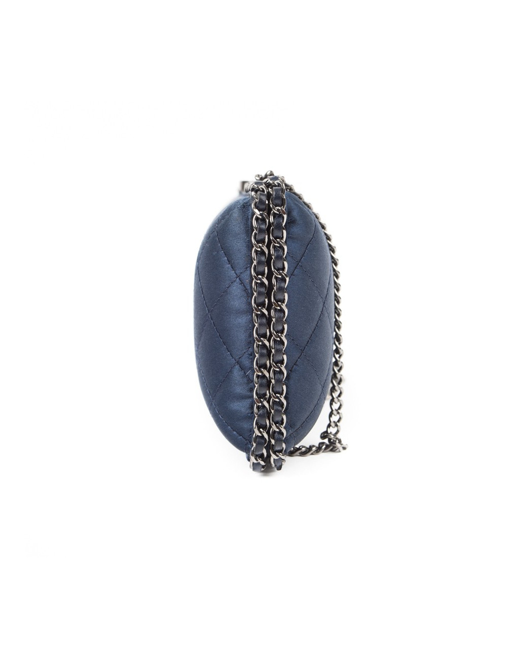 Sac minaudière CHANEL satin de soie bleu nuit