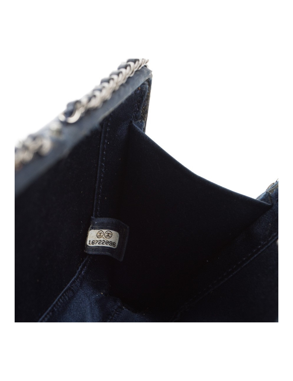 Sac minaudière CHANEL satin de soie bleu nuit