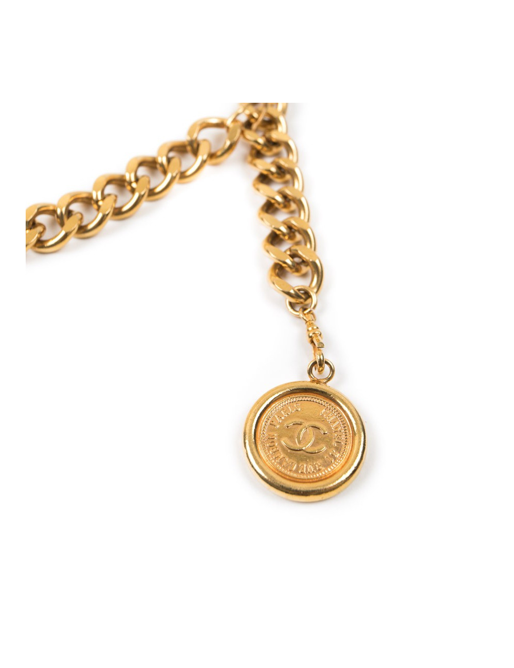 CHANEL vintage belt in gilt metal chain size 85FR