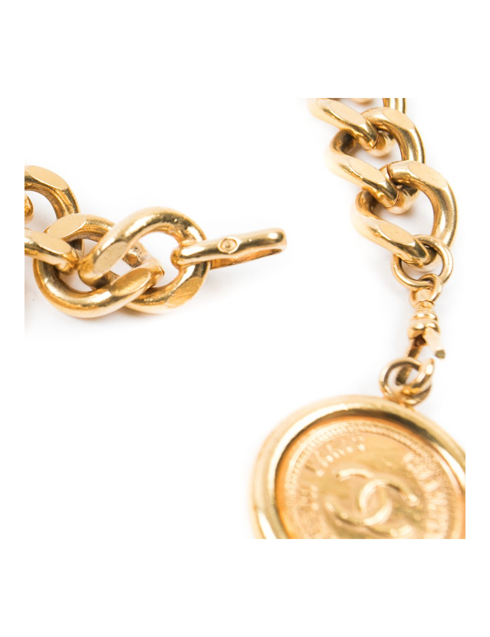 CHANEL vintage belt in gilt metal chain size 85FR